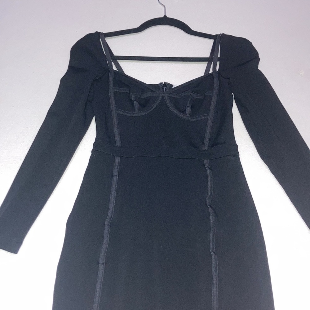 Alexander Wang black fitted long-sleeve bustier dress size 4 bandage mini dress